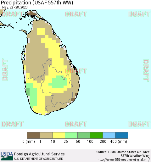 Sri Lanka Precipitation (USAF 557th WW) Thematic Map For 5/22/2023 - 5/28/2023