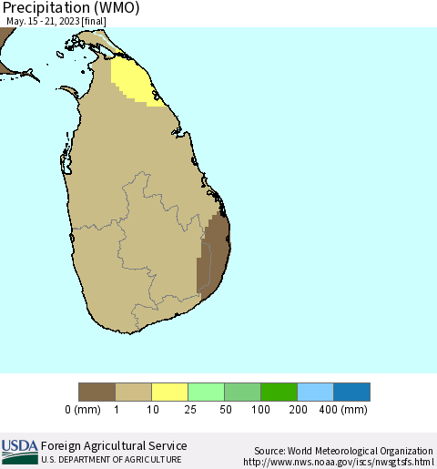 Sri Lanka Precipitation (WMO) Thematic Map For 5/15/2023 - 5/21/2023