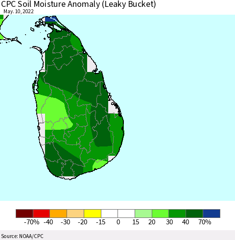 Sri Lanka CPC Soil Moisture Anomaly (Leaky Bucket) Thematic Map For 5/6/2022 - 5/10/2022