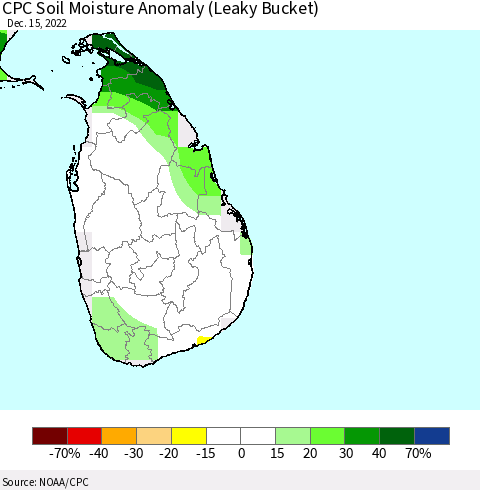 Sri Lanka CPC Soil Moisture Anomaly (Leaky Bucket) Thematic Map For 12/11/2022 - 12/15/2022