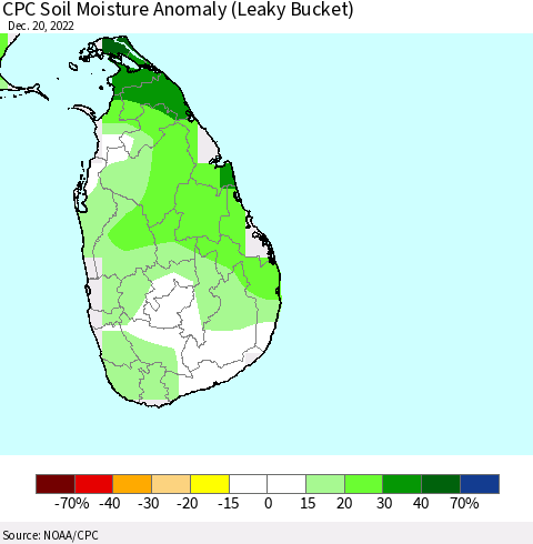 Sri Lanka CPC Soil Moisture Anomaly (Leaky Bucket) Thematic Map For 12/16/2022 - 12/20/2022