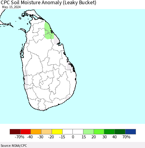 Sri Lanka CPC Soil Moisture Anomaly (Leaky Bucket) Thematic Map For 5/11/2024 - 5/15/2024