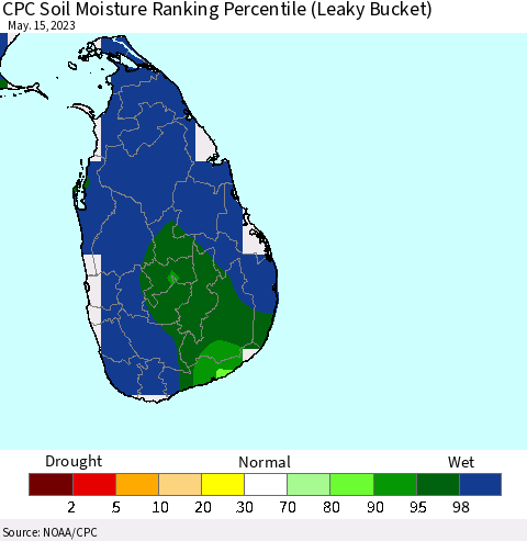 Sri Lanka CPC Soil Moisture Ranking Percentile Thematic Map For 5/11/2023 - 5/15/2023