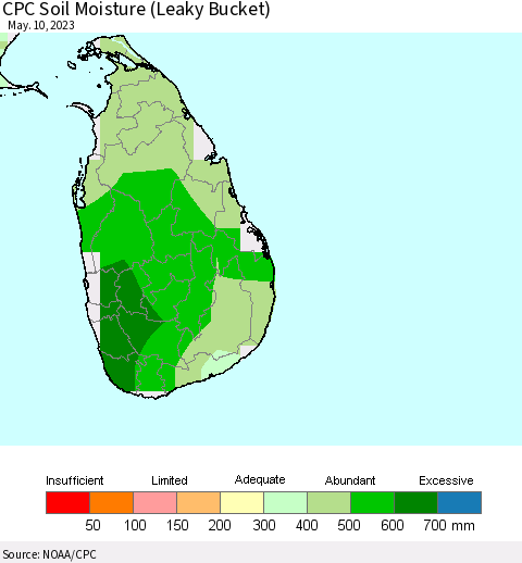 Sri Lanka CPC Soil Moisture (Leaky Bucket) Thematic Map For 5/6/2023 - 5/10/2023