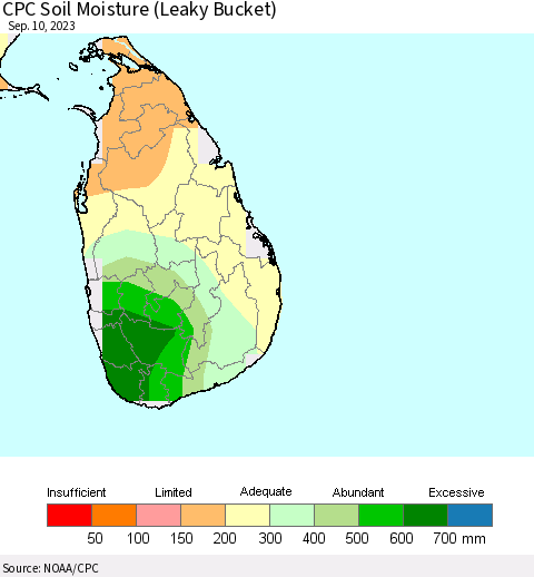 Sri Lanka CPC Soil Moisture (Leaky Bucket) Thematic Map For 9/6/2023 - 9/10/2023