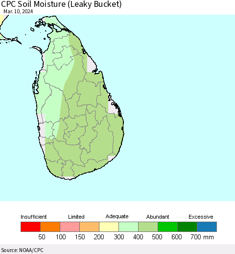 Sri Lanka CPC Soil Moisture (Leaky Bucket) Thematic Map For 3/6/2024 - 3/10/2024