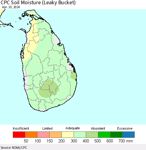 Sri Lanka CPC Soil Moisture (Leaky Bucket) Thematic Map For 4/6/2024 - 4/10/2024