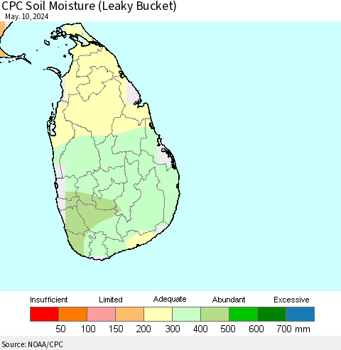 Sri Lanka CPC Soil Moisture (Leaky Bucket) Thematic Map For 5/6/2024 - 5/10/2024