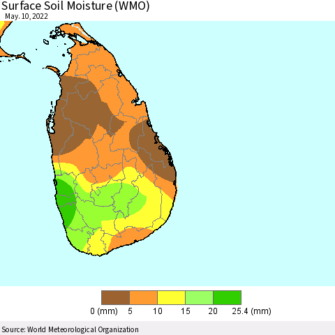 Sri Lanka Surface Soil Moisture (WMO) Thematic Map For 5/6/2022 - 5/10/2022