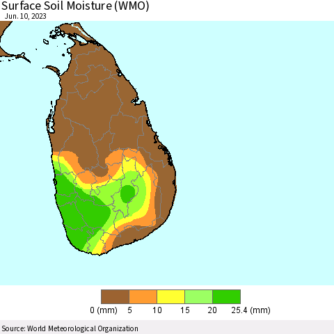 Sri Lanka Surface Soil Moisture (WMO) Thematic Map For 6/6/2023 - 6/10/2023