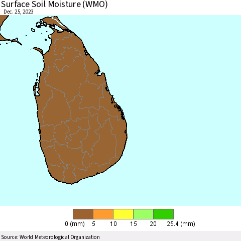Sri Lanka Surface Soil Moisture (WMO) Thematic Map For 12/21/2023 - 12/25/2023