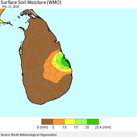 Sri Lanka Surface Soil Moisture (WMO) Thematic Map For 2/11/2024 - 2/15/2024