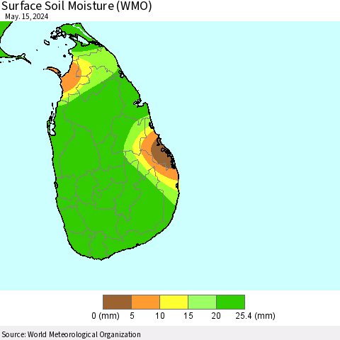 Sri Lanka Surface Soil Moisture (WMO) Thematic Map For 5/11/2024 - 5/15/2024