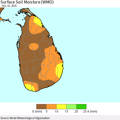 Sri Lanka Surface Soil Moisture (WMO) Thematic Map For 2/6/2025 - 2/10/2025
