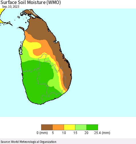 Sri Lanka Surface Soil Moisture (WMO) Thematic Map For 9/4/2023 - 9/10/2023