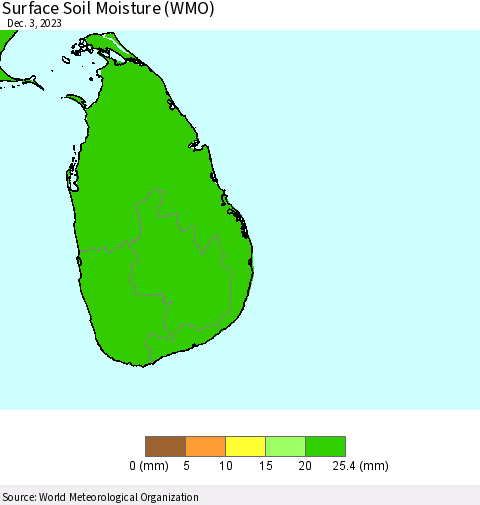 Sri Lanka Surface Soil Moisture (WMO) Thematic Map For 11/27/2023 - 12/3/2023
