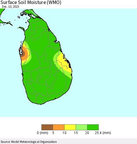 Sri Lanka Surface Soil Moisture (WMO) Thematic Map For 12/4/2023 - 12/10/2023