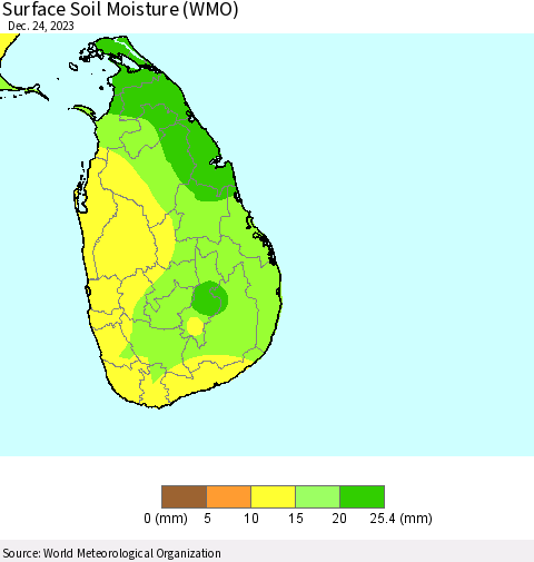 Sri Lanka Surface Soil Moisture (WMO) Thematic Map For 12/18/2023 - 12/24/2023