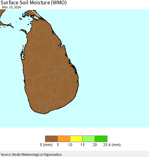 Sri Lanka Surface Soil Moisture (WMO) Thematic Map For 3/4/2024 - 3/10/2024