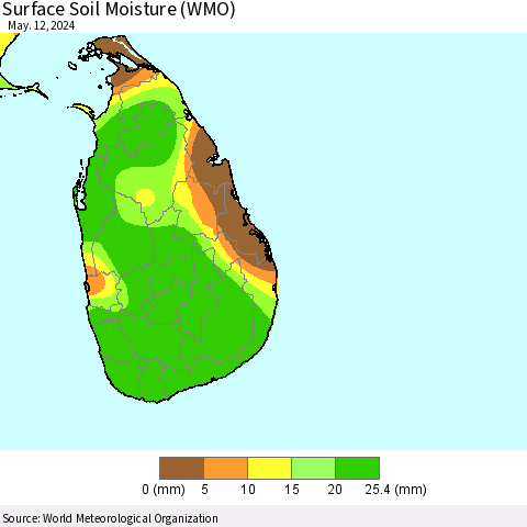 Sri Lanka Surface Soil Moisture (WMO) Thematic Map For 5/6/2024 - 5/12/2024