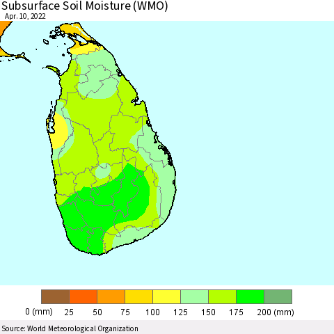 Sri Lanka Subsurface Soil Moisture (WMO) Thematic Map For 4/6/2022 - 4/10/2022