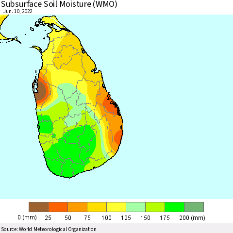 Sri Lanka Subsurface Soil Moisture (WMO) Thematic Map For 6/6/2022 - 6/10/2022