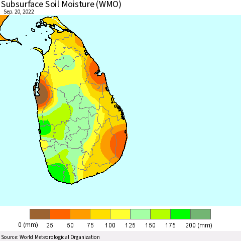 Sri Lanka Subsurface Soil Moisture (WMO) Thematic Map For 9/16/2022 - 9/20/2022
