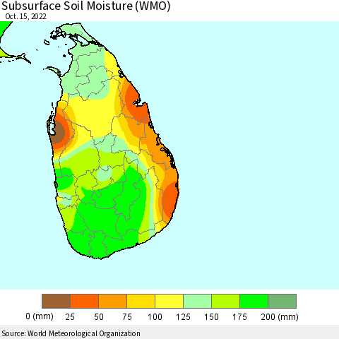 Sri Lanka Subsurface Soil Moisture (WMO) Thematic Map For 10/11/2022 - 10/15/2022