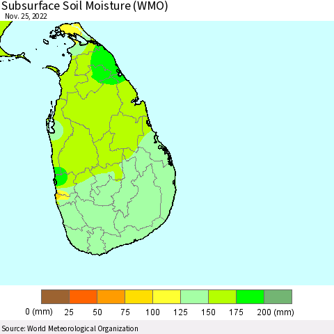 Sri Lanka Subsurface Soil Moisture (WMO) Thematic Map For 11/21/2022 - 11/25/2022