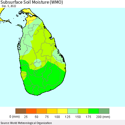 Sri Lanka Subsurface Soil Moisture (WMO) Thematic Map For 12/1/2022 - 12/5/2022