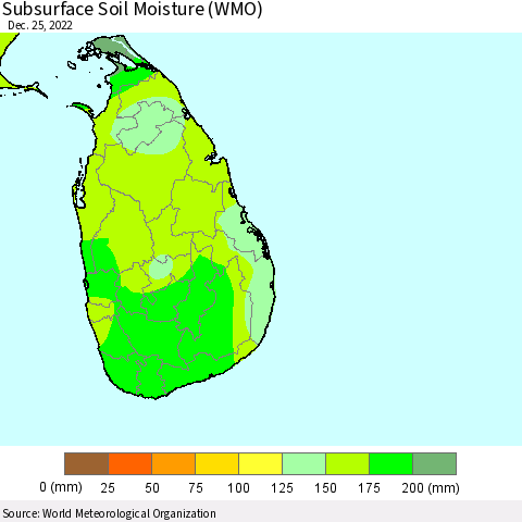 Sri Lanka Subsurface Soil Moisture (WMO) Thematic Map For 12/21/2022 - 12/25/2022