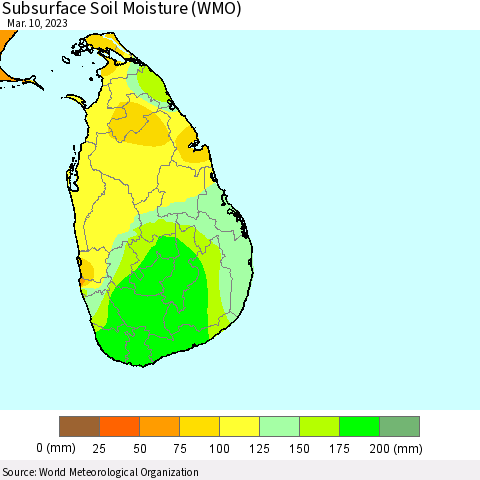 Sri Lanka Subsurface Soil Moisture (WMO) Thematic Map For 3/6/2023 - 3/10/2023