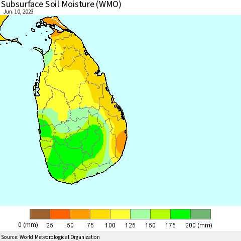 Sri Lanka Subsurface Soil Moisture (WMO) Thematic Map For 6/6/2023 - 6/10/2023