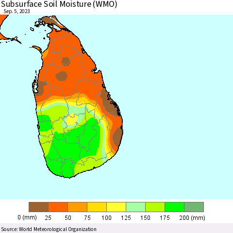 Sri Lanka Subsurface Soil Moisture (WMO) Thematic Map For 9/1/2023 - 9/5/2023