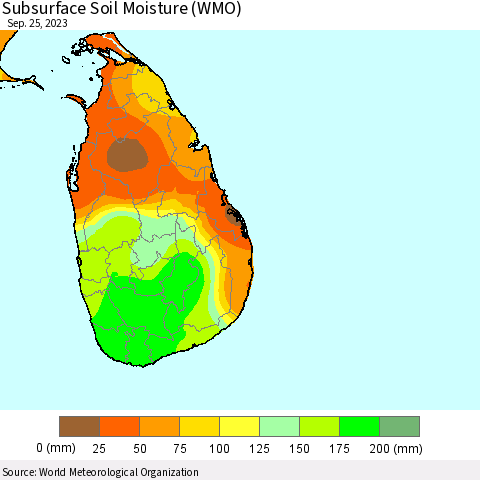 Sri Lanka Subsurface Soil Moisture (WMO) Thematic Map For 9/21/2023 - 9/25/2023