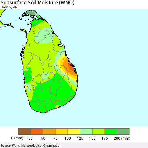 Sri Lanka Subsurface Soil Moisture (WMO) Thematic Map For 11/1/2023 - 11/5/2023