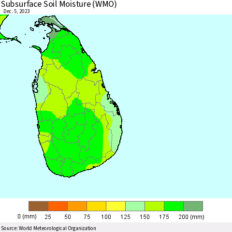 Sri Lanka Subsurface Soil Moisture (WMO) Thematic Map For 12/1/2023 - 12/5/2023