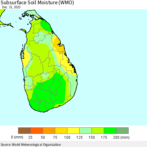 Sri Lanka Subsurface Soil Moisture (WMO) Thematic Map For 12/26/2023 - 12/31/2023