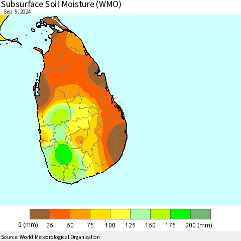 Sri Lanka Subsurface Soil Moisture (WMO) Thematic Map For 9/1/2024 - 9/5/2024