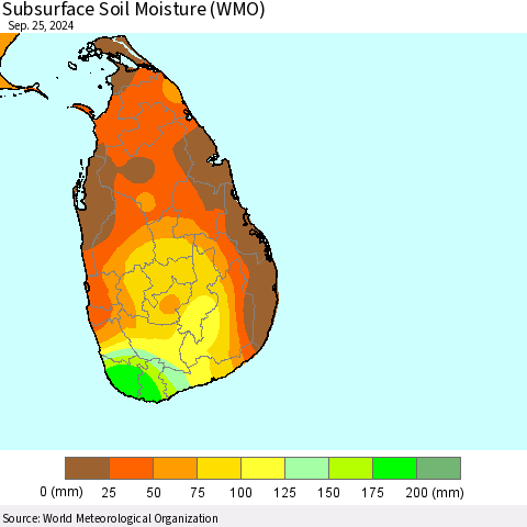 Sri Lanka Subsurface Soil Moisture (WMO) Thematic Map For 9/21/2024 - 9/25/2024