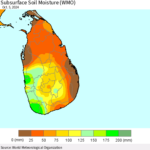 Sri Lanka Subsurface Soil Moisture (WMO) Thematic Map For 10/1/2024 - 10/5/2024