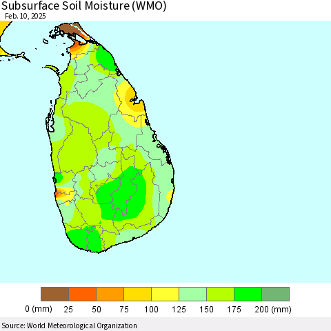 Sri Lanka Subsurface Soil Moisture (WMO) Thematic Map For 2/6/2025 - 2/10/2025