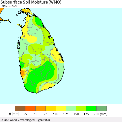 Sri Lanka Subsurface Soil Moisture (WMO) Thematic Map For 3/6/2025 - 3/10/2025