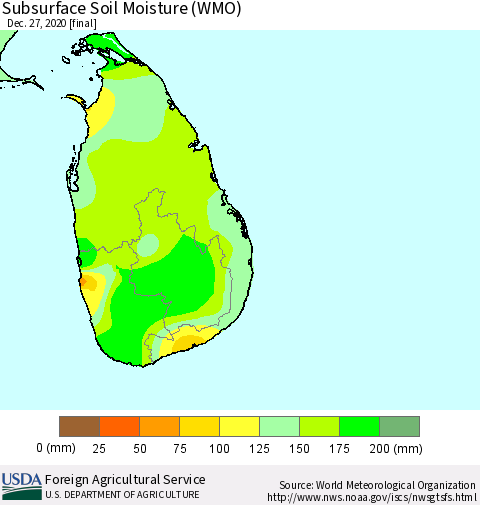 Sri Lanka Subsurface Soil Moisture (WMO) Thematic Map For 12/21/2020 - 12/27/2020