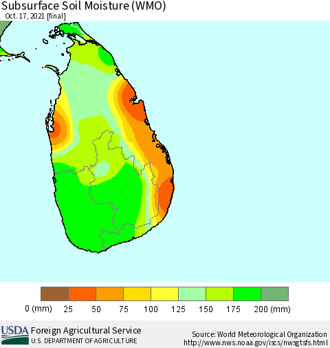 Sri Lanka Subsurface Soil Moisture (WMO) Thematic Map For 10/11/2021 - 10/17/2021