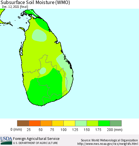 Sri Lanka Subsurface Soil Moisture (WMO) Thematic Map For 12/6/2021 - 12/12/2021