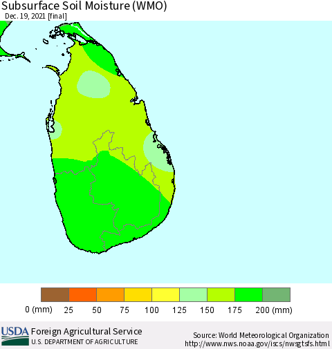 Sri Lanka Subsurface Soil Moisture (WMO) Thematic Map For 12/13/2021 - 12/19/2021