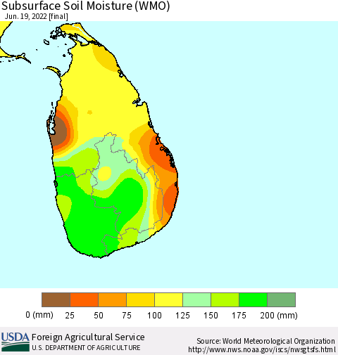 Sri Lanka Subsurface Soil Moisture (WMO) Thematic Map For 6/13/2022 - 6/19/2022