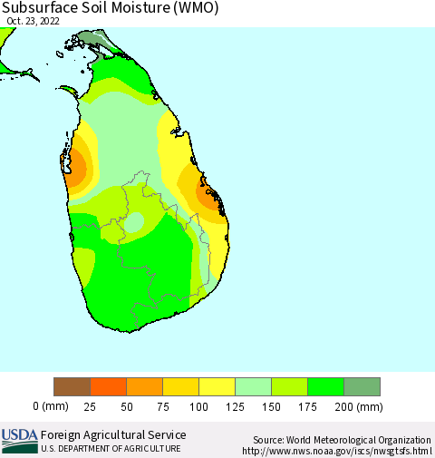 Sri Lanka Subsurface Soil Moisture (WMO) Thematic Map For 10/17/2022 - 10/23/2022