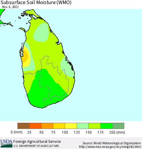 Sri Lanka Subsurface Soil Moisture (WMO) Thematic Map For 10/31/2022 - 11/6/2022